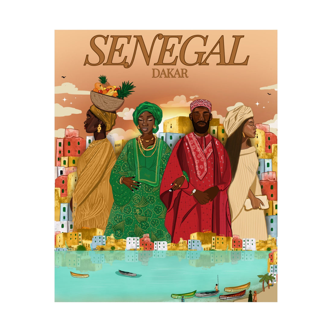 Senegal (Brown Background) - Matte Vertical Posters