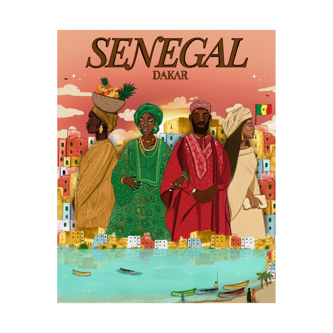 Senegal (Pink Background) - Matte Vertical Posters