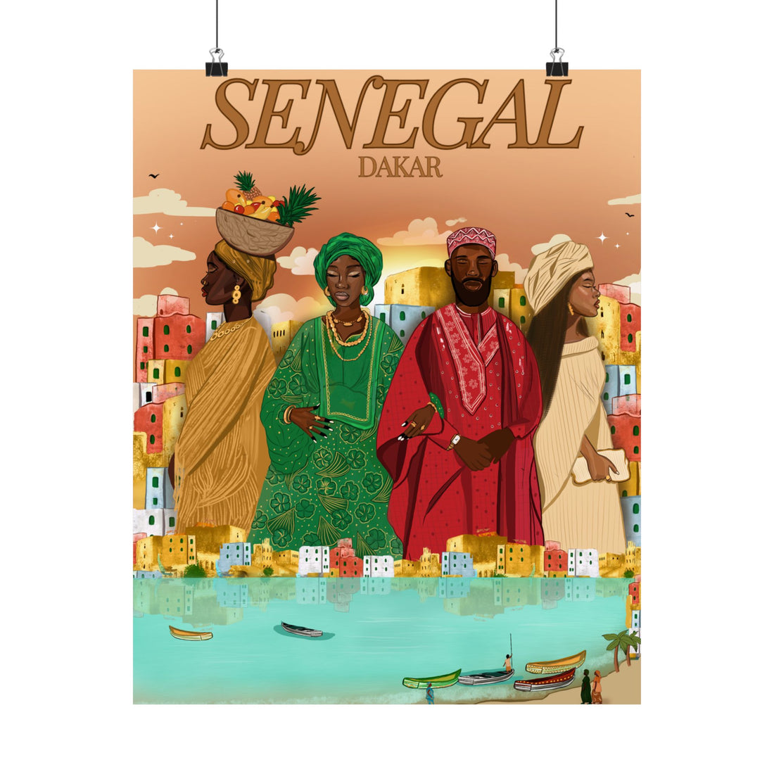 Senegal (Brown Background) - Matte Vertical Posters