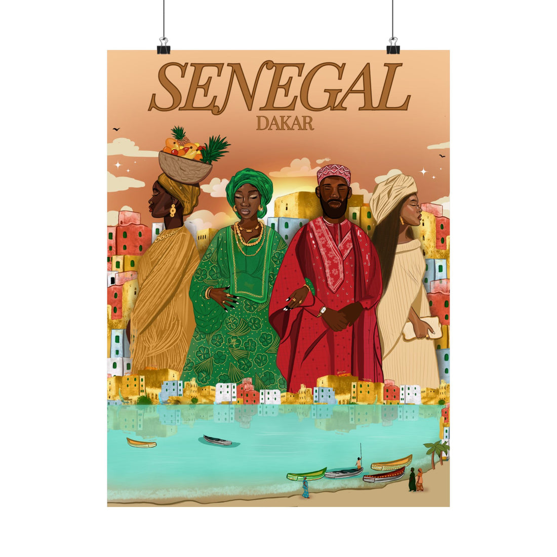 Senegal (Brown Background) - Matte Vertical Posters