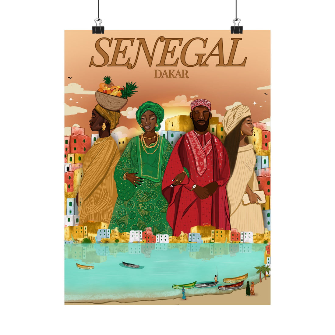 Senegal (Brown Background) - Matte Vertical Posters