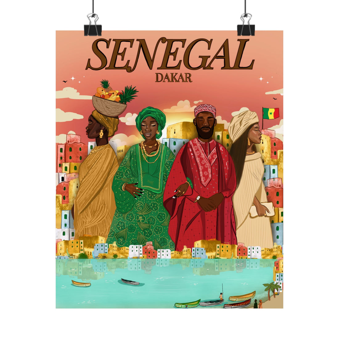 Senegal (Pink Background) - Matte Vertical Posters