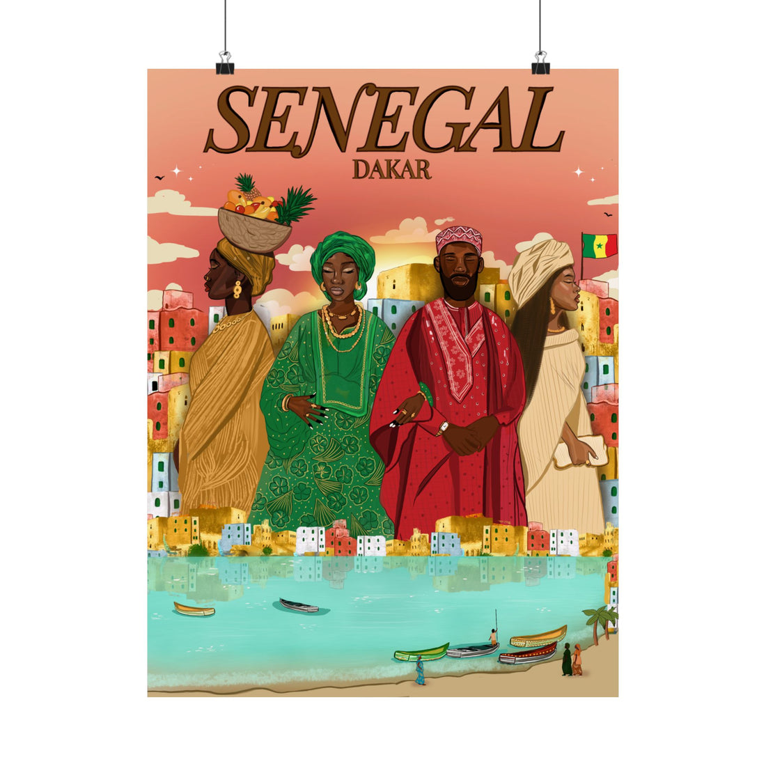 Senegal (Pink Background) - Matte Vertical Posters