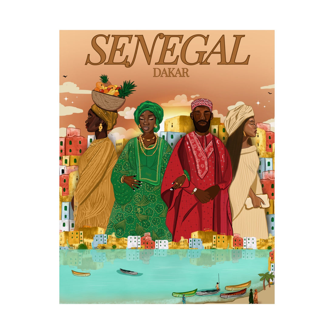 Senegal (Brown Background) - Matte Vertical Posters