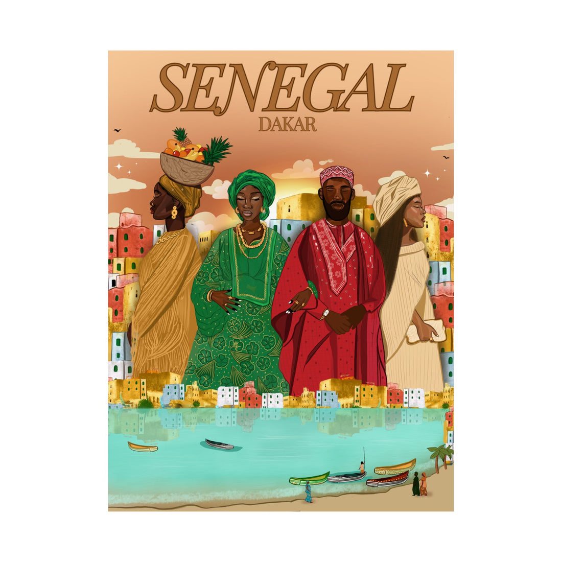 Senegal (Brown Background) - Matte Vertical Posters